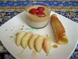 Panna cotta au Baileys et à la nectarine, tuile faite maison, un délice