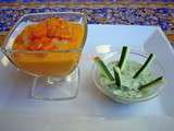 Verrine aux 2 carottes, crème aux herbes, mouillette de courgette