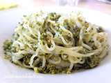 Sapghettis ou shirataki de konjac au pesto sans gluten, sans lait