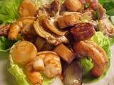 Salade de crevettes, coeurs de palmier, artichauts, vinaigrette balsamique