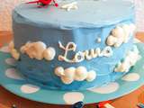 Gâteau d'anniversaire 4 ans Louis, la tête dans les nuages et surprise à la découpe