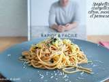 Spaghettis courgette, citron, menthe et parmesan by Jamie Oliver en 5 ingrédients