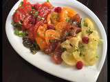 Salade de tomates multicolors aux framboises