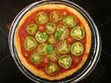Green and red pizza