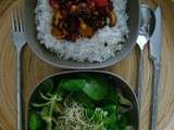 Tofu et poivrons grillés à la coriandre et à la noix de cajou + riz