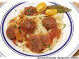 Spaghettis et saucisses de toulouse, sauce tomates maison