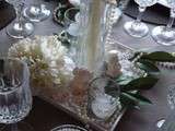 Petite table  perles et fleurs blanches  (novembre 2013)