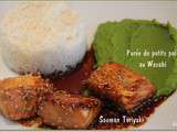 Saumon Teriyaki et purée de petits pois au wasabi, pour le défi Japon de Anne-Emilie