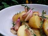 Pommes de terre grenailles a l'ail rose et thym