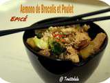 Aemono ou sauté de brocoli et poulet à la sauce soja épicée sans gluten et sans lactose