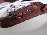 Gâteau au chocolat, purée de potiron et myrtilles (sans gluten et lactose et ig bas)
