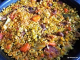 'Paella' au riz konjac et aux pois cassés