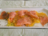 Carpaccio d'oranges au saumon sauvage fumé