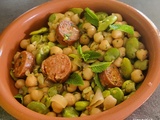 Fèves, pois chiches, chorizo