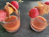 Gaspacho melon pastèque et chips de jambon