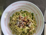 Pâtes burrata, pesto & petits pois