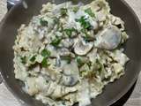 One pot pasta : gorgonzola et champignons (pour 4 personnes)