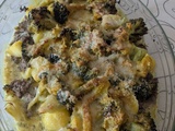 Gratin de brocoli et pommes de terre au boeuf haché