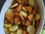 Patates douces et pommes de terre roties au four