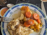 Suprêmes de poulet, légumes et chorizo au jus d'orange