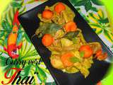 Canard au curry vert Thai avec litchis et billes de patates douces