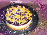 Gâteau cheesecake aux myrtilles avec streusel au noix