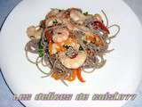 Salade de crevettes aux sésame et nouilles de soba