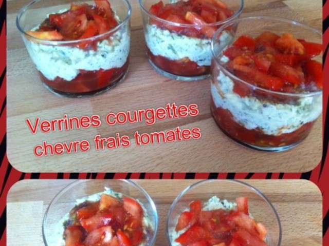 Verrine apéritives aux tomates, courgettes et fromage de brebis