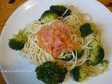 Spaguettis au saumon et brocolis