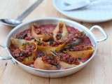 Menu du week-end : Conchiglioni au veau et à la sauce tomate, gâteau fondant au pamplemousse