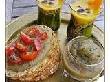 Tartine de caviar d'aubergine & CRÈME froide carotte orange menthe ( concours La cuisine végétarienne de Megh )