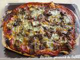 Pizza au Boursin, jambon, champignons