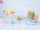 Cupcakes à la vanille & des lait végétaux colorés