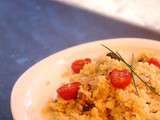 Maftoul aux shiitakes et tomates cerises rôties