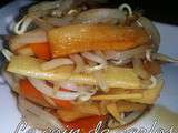 Wok asiatique de carottes, pousses de bambou et soja