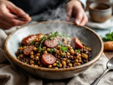 Lentilles beluga aux saucisses, une recette savoureuse et réconfortante pour toute la famille