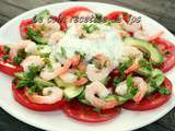 Salade d'avocat, crevettes et tomates