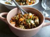 Salade vinaigrée de lentilles vertes et carotte au tofu fumé