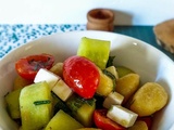 Salade de Gnocchis, Concombre, Tomates et Feta