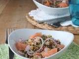 Salade de quinoa et lentilles au saumon fumé