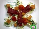 Salade fromage roquefort ciboulette (bresaola et tomates confites)