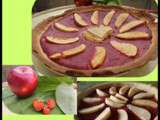 Tarte facile aux pommes et à la compote de fraise et rhubarbe
