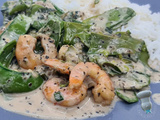 Crevettes et pois gourmands au lait de coco
