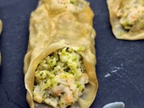Dumplings aux crevettes et brocolis