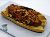 Hot dog montbéliard, jambon, Comté