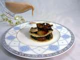 Mille feuille de boudin blanc aux cèpes, sauce au foie gras