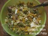 Salade de pâtes, thon, maïs et Féta