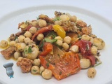 Salade de petites seiches, chorizo et pois chiches