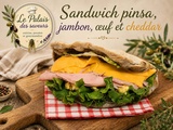 Sandwich pinsa jambon, œuf et cheddar