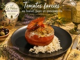 Tomates farcies boeuf porc, mozzarella